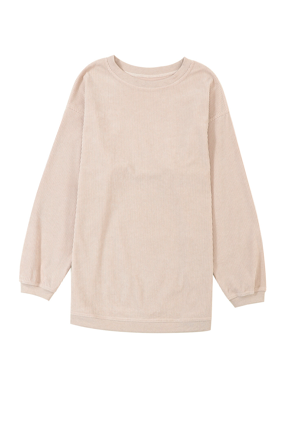 Apricot Drop Shoulder Crinkle Rib Oversized Sweatshirt