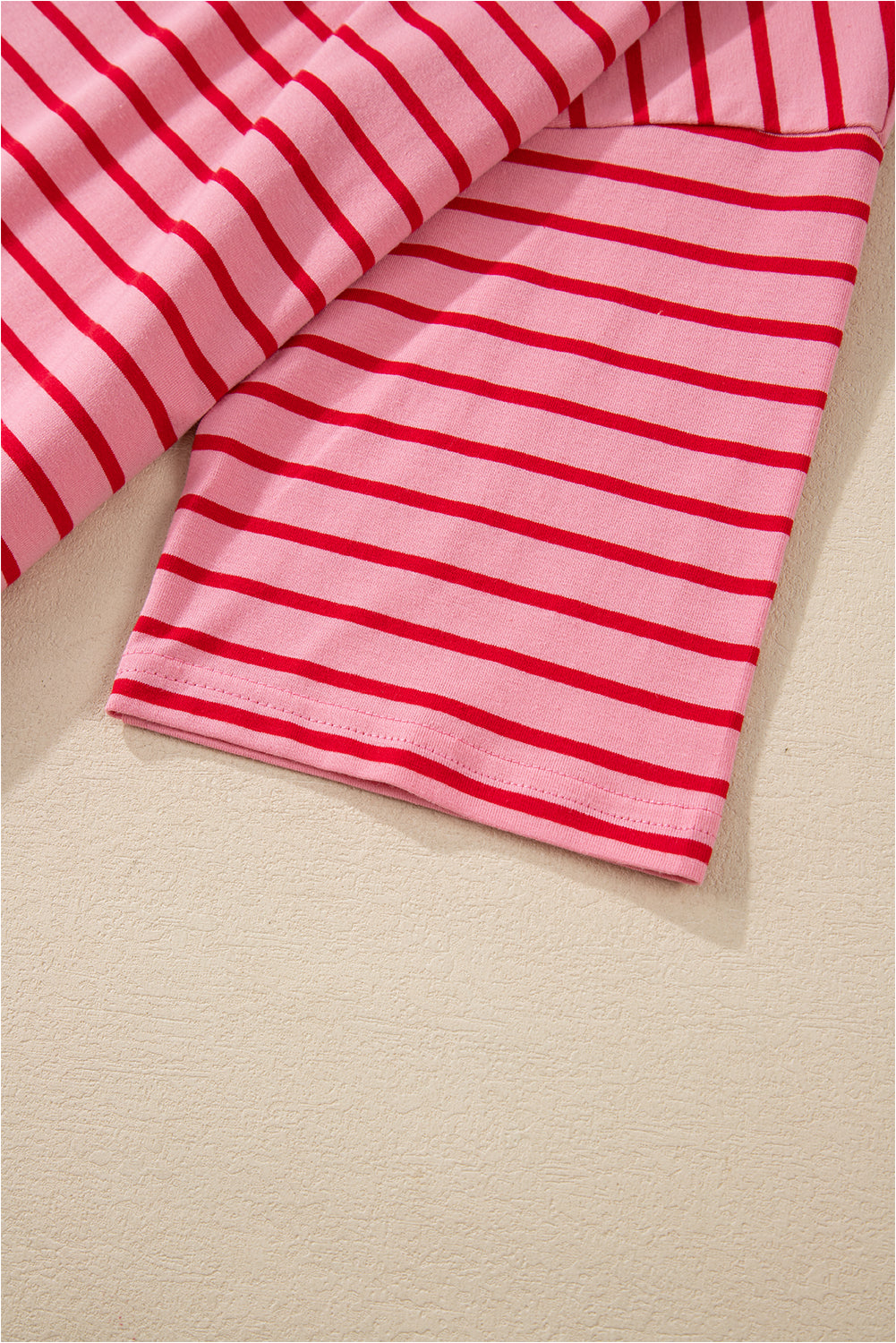 Strawberry Pink Striped Drop Sleeve Loose Dress