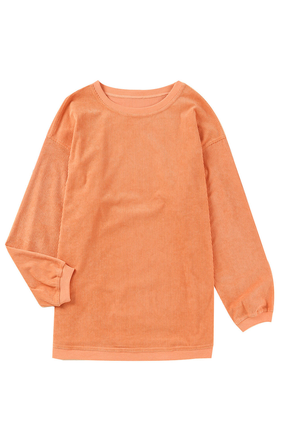 Apricot Drop Shoulder Crinkle Rib Oversized Sweatshirt