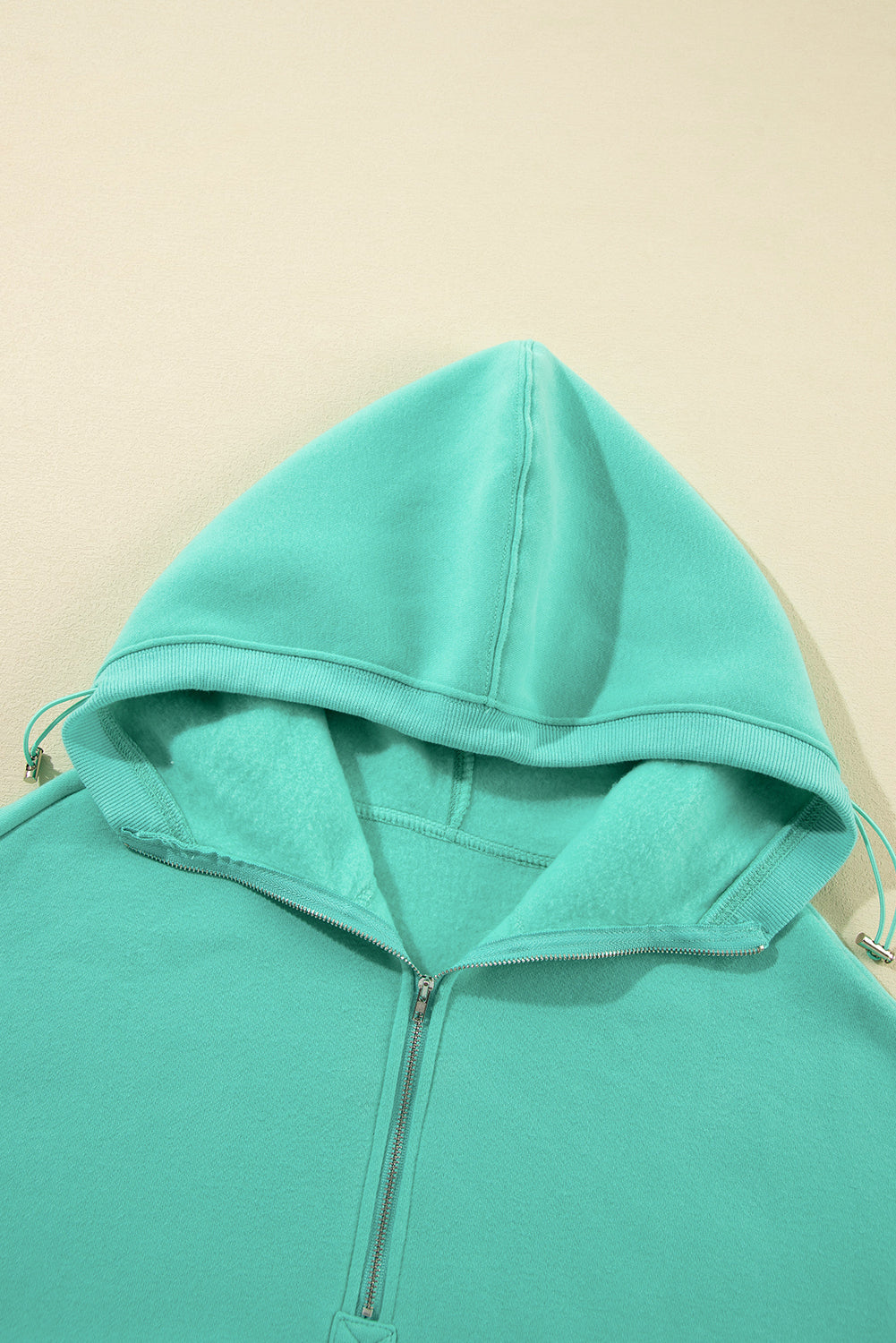 Mint Green Pocket Loose Half Zip Hoodie